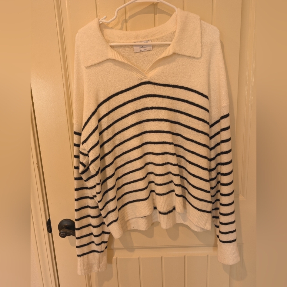 Old Navy Striped Collared Cozy Sweater